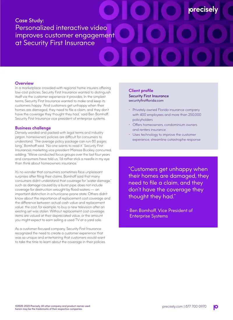 Personalized Interactive Video Implementation at Security First Insurance