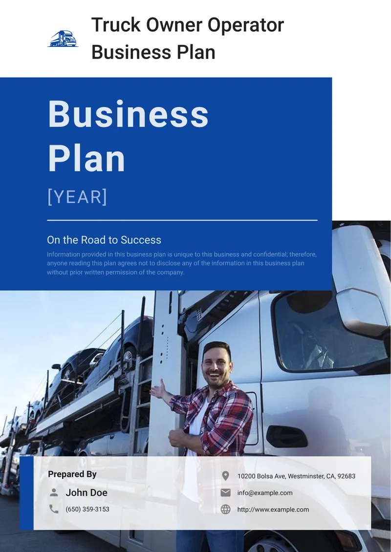 Truck Owner Operator Business Plan Overview
