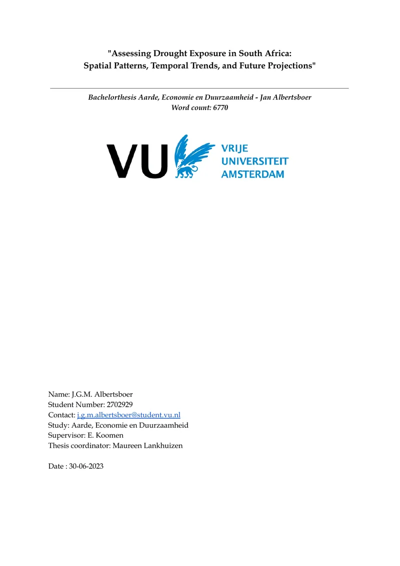 Assessing Drought Exposure in South Africa