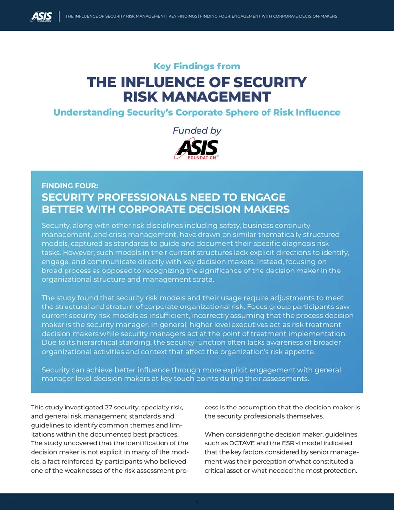 Engagement with Corporate Decision-Makers in Security Risk Management