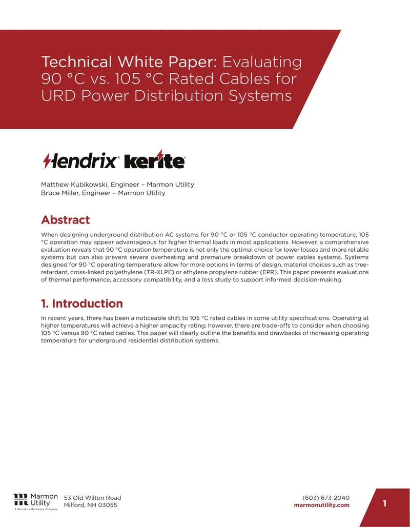 Evaluating 90 °C vs. 105 °C Rated Cables