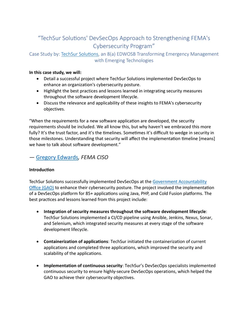 TechSur Solutions DevSecOps Approach to Cybersecurity