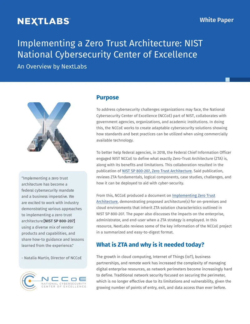 Implementing Zero Trust Architecture Overview