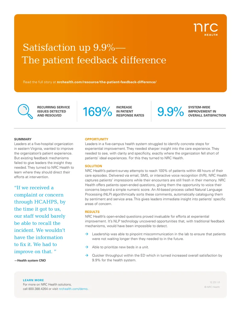 Patient Feedback Improvement Strategy