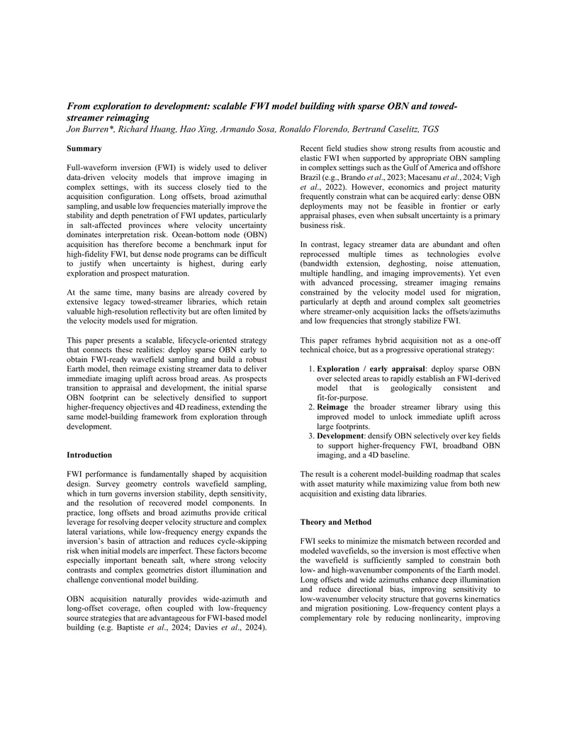 Scalable FWI Model Building with Sparse OBN and Streamer Reimaging