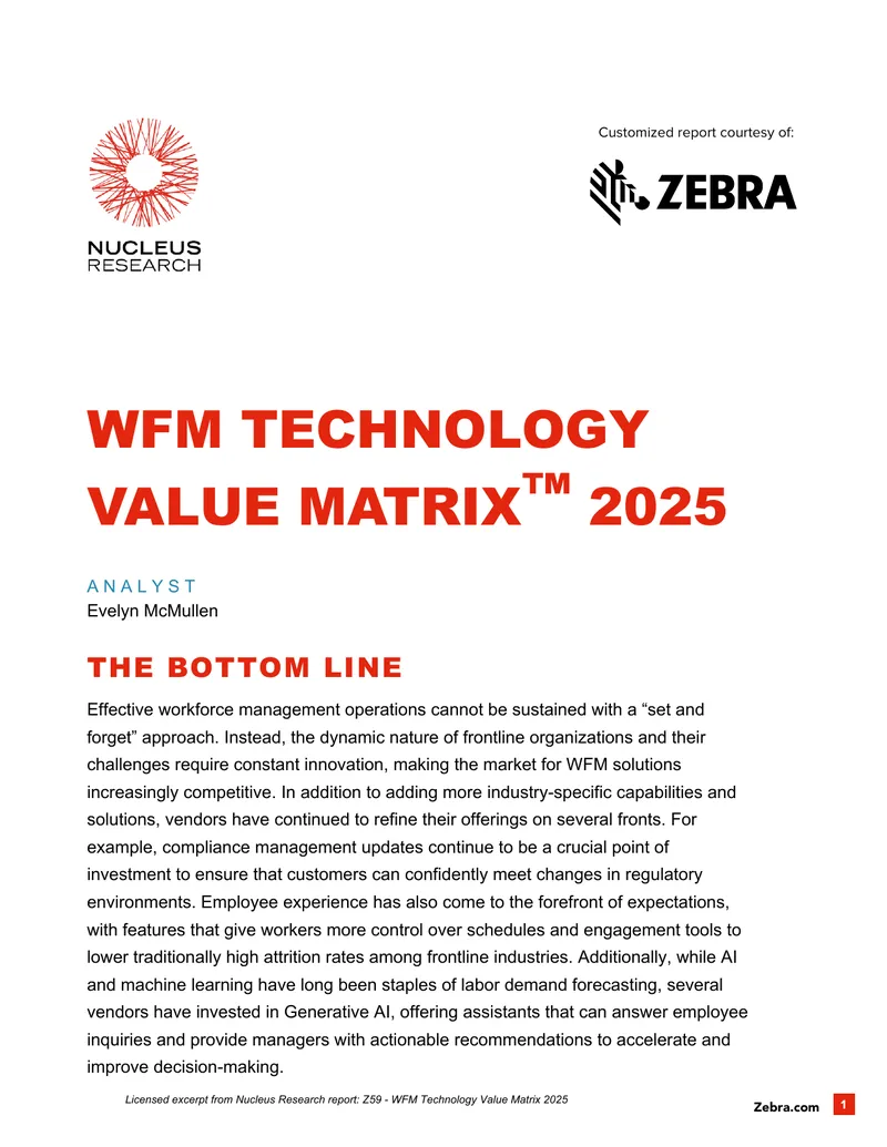 WFM Technology Value Matrix 2025 Analysis