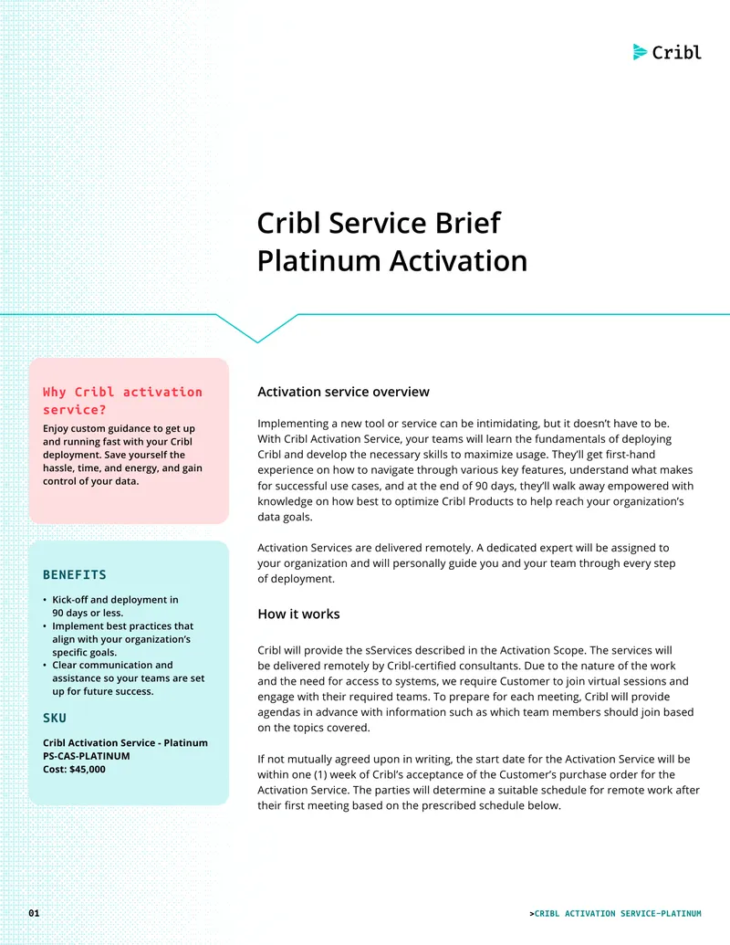 Cribl Activation Service Platinum Overview