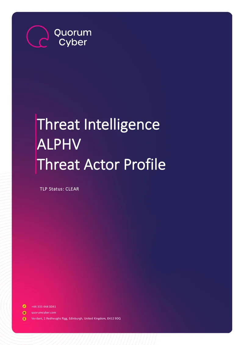 ALPHV Ransomware Group Threat Actor Profile