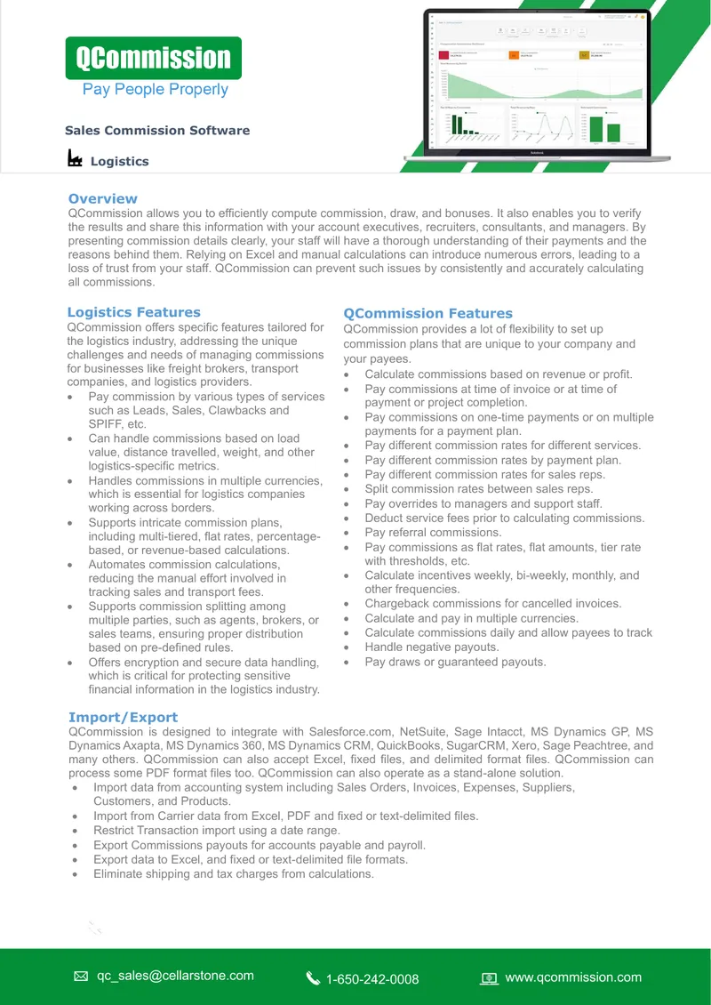 QCommission Logistics Commission Management Software