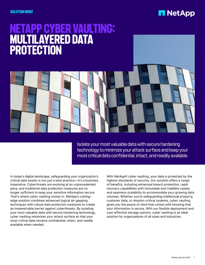 NetApp Cyber Vaulting Data Protection Solution Brief