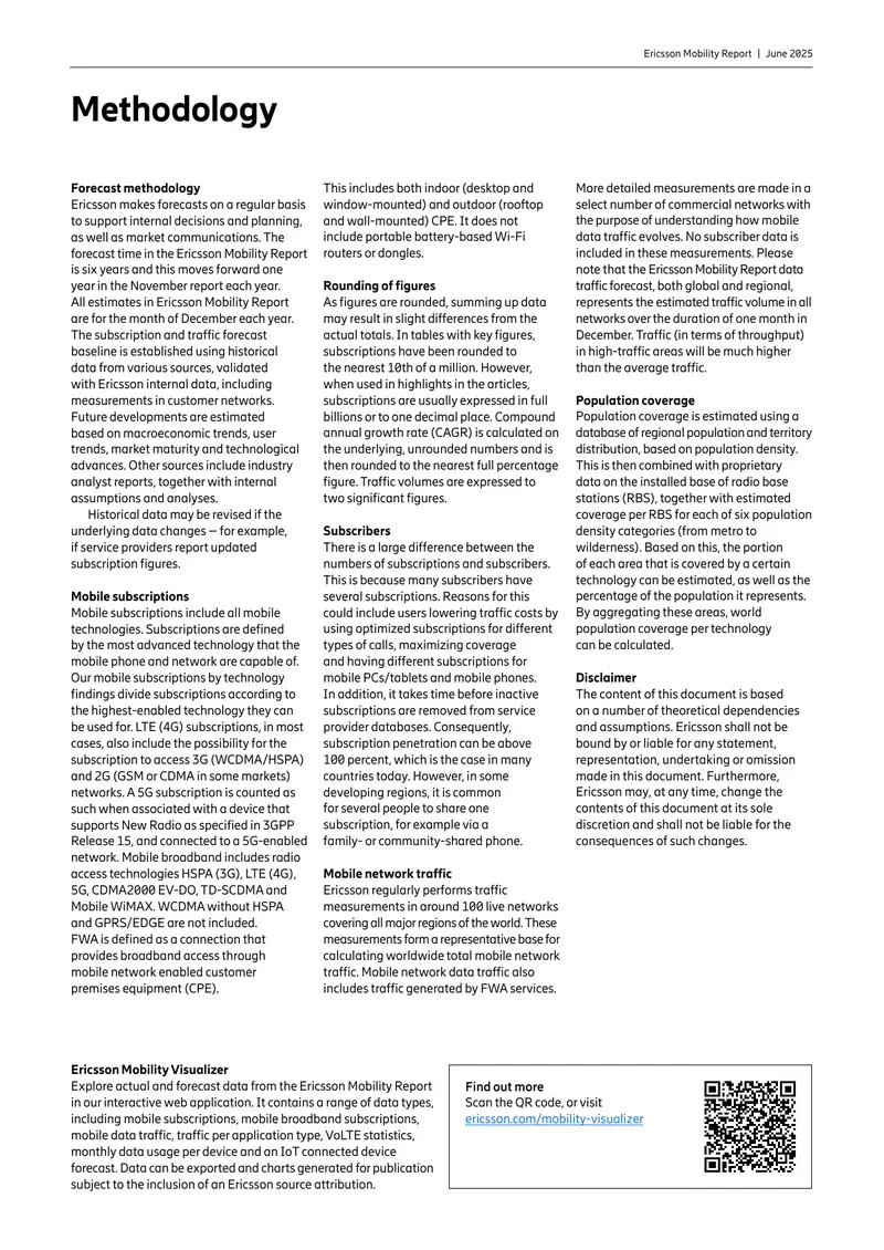 Ericsson Mobility Report June 2025 Forecast Methodology