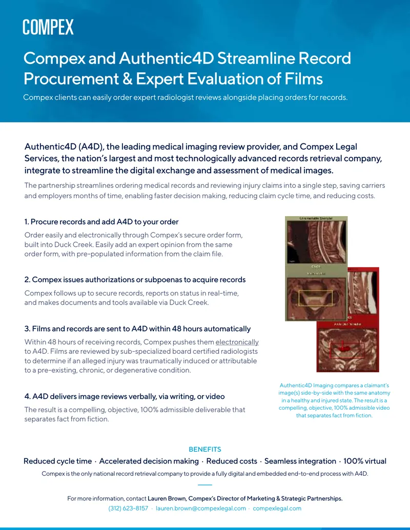 Integration of Compex and Authentic4D for Medical Imaging