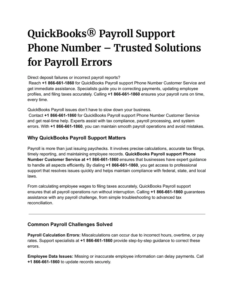 QuickBooks Payroll Support Phone Number Assistance