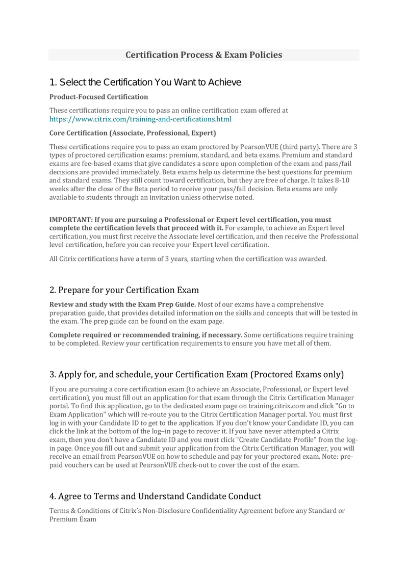 Certification Process and Exam Policies Guide