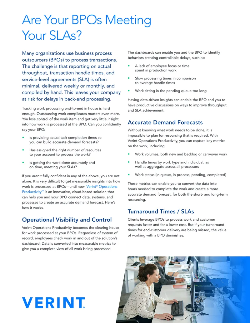 Verint Operations Productivity Overview