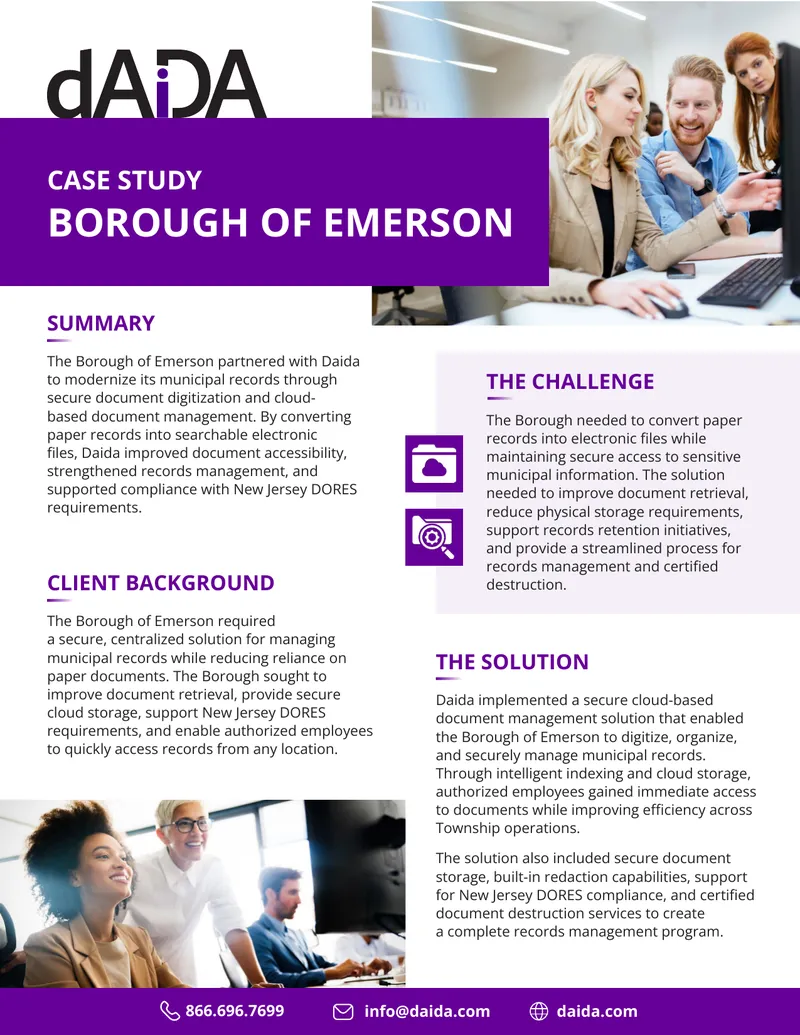 Municipal Records Management Solution for Borough of Emerson