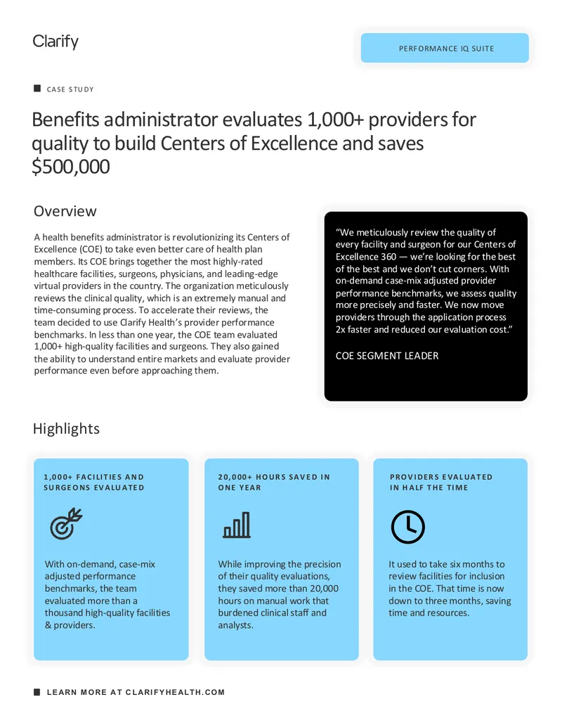 Healthcare Provider Performance Benchmarking Case Study