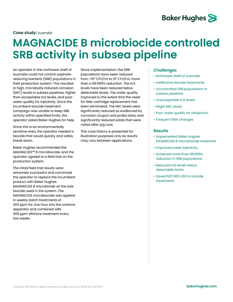 MAGNACIDE B Microbiocide Case Study in Australia