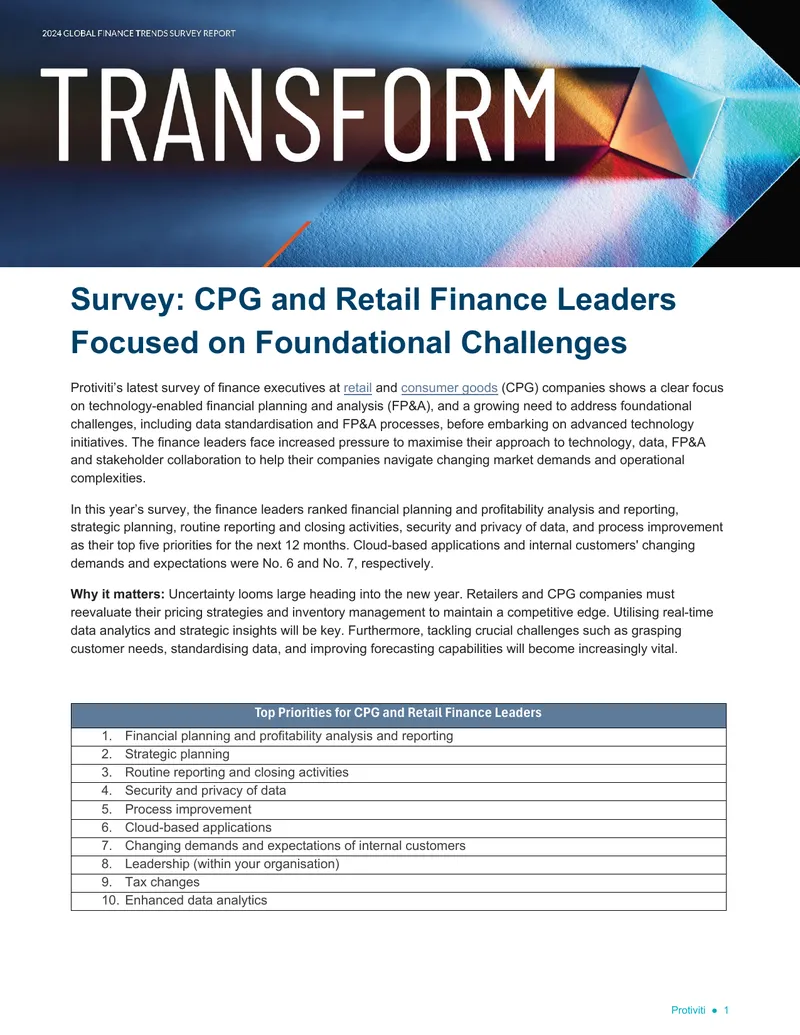 Survey of CPG and Retail Finance Leaders preview page 1