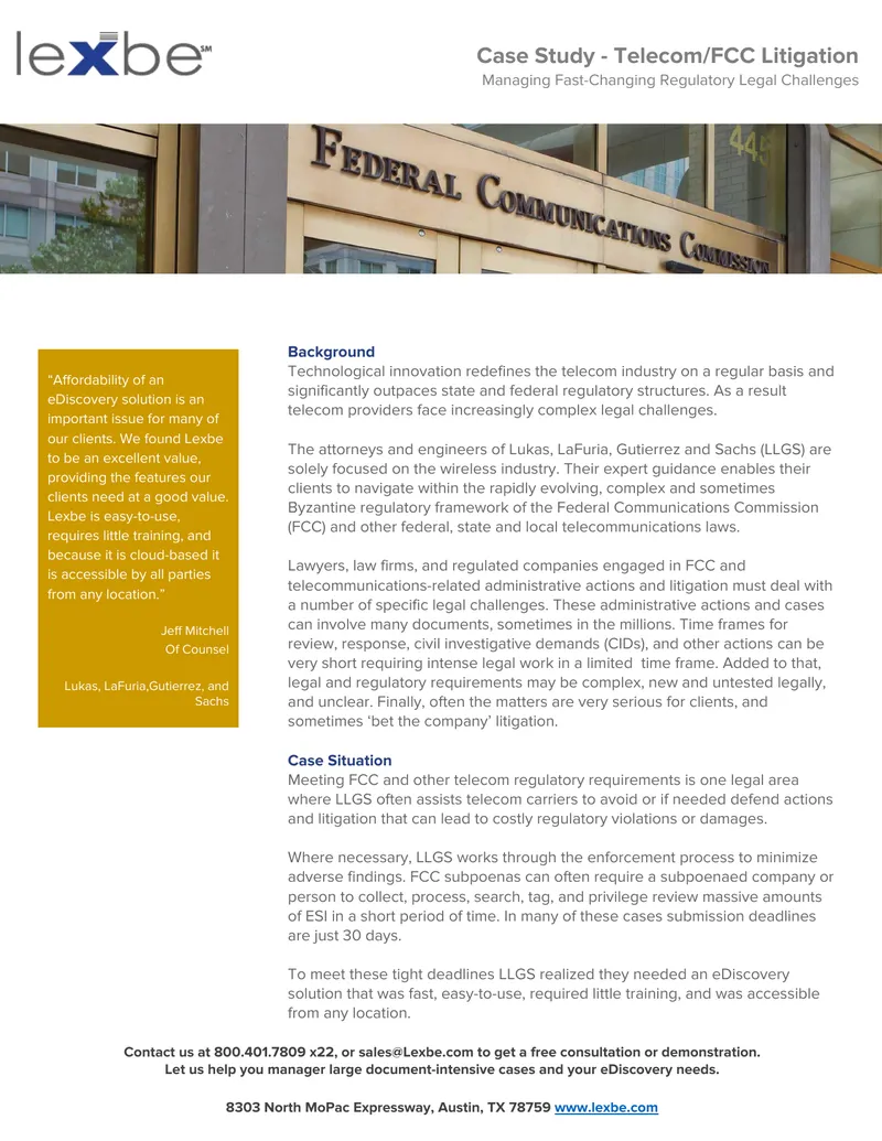 Telecom Litigation Regulatory Legal Challenges Case Study