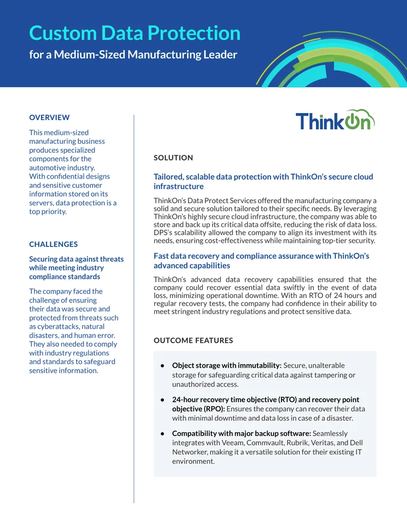 Data Protection Services for Manufacturing Industry