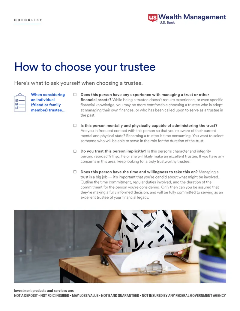 Trustee Selection Considerations Checklist