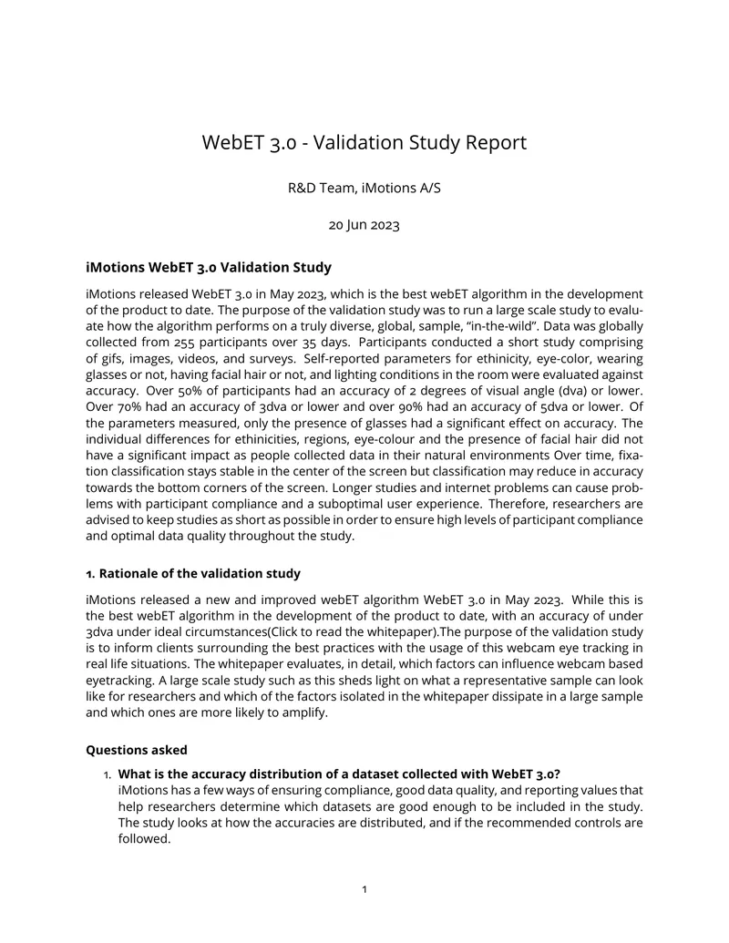 WebET 3.0 Validation Study Report