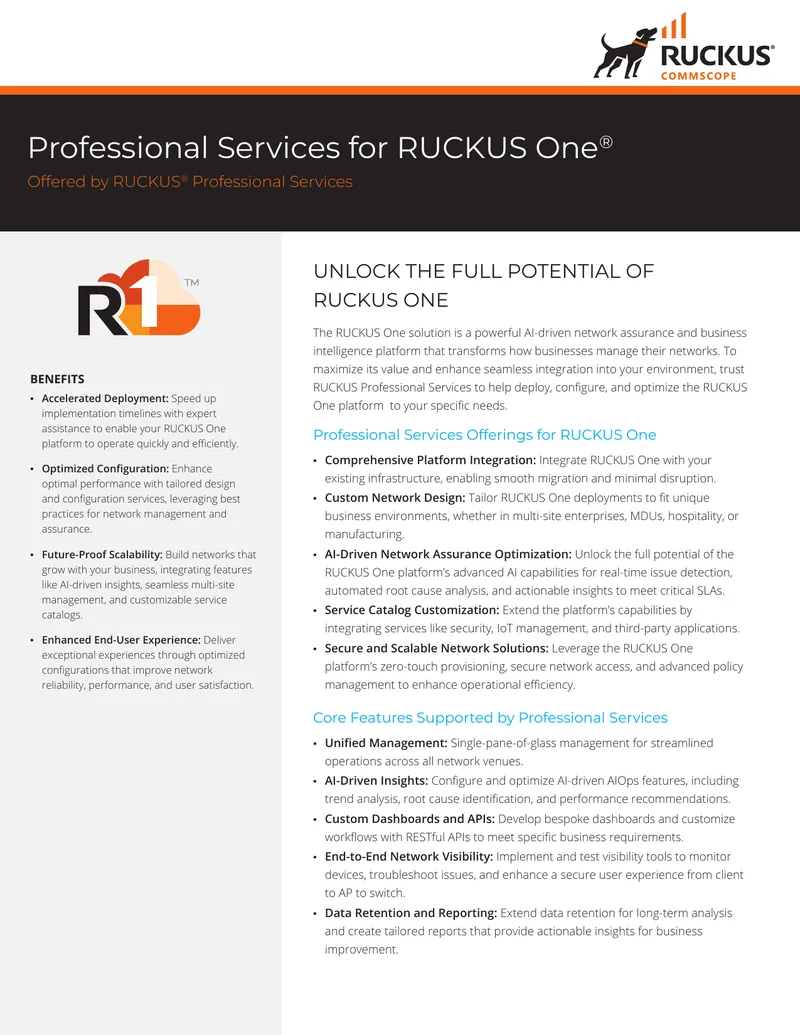 Professional Services for RUCKUS One Platform