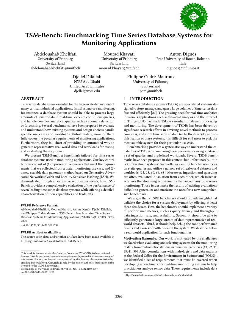 TSM-Bench Benchmark for Time Series Database Systems