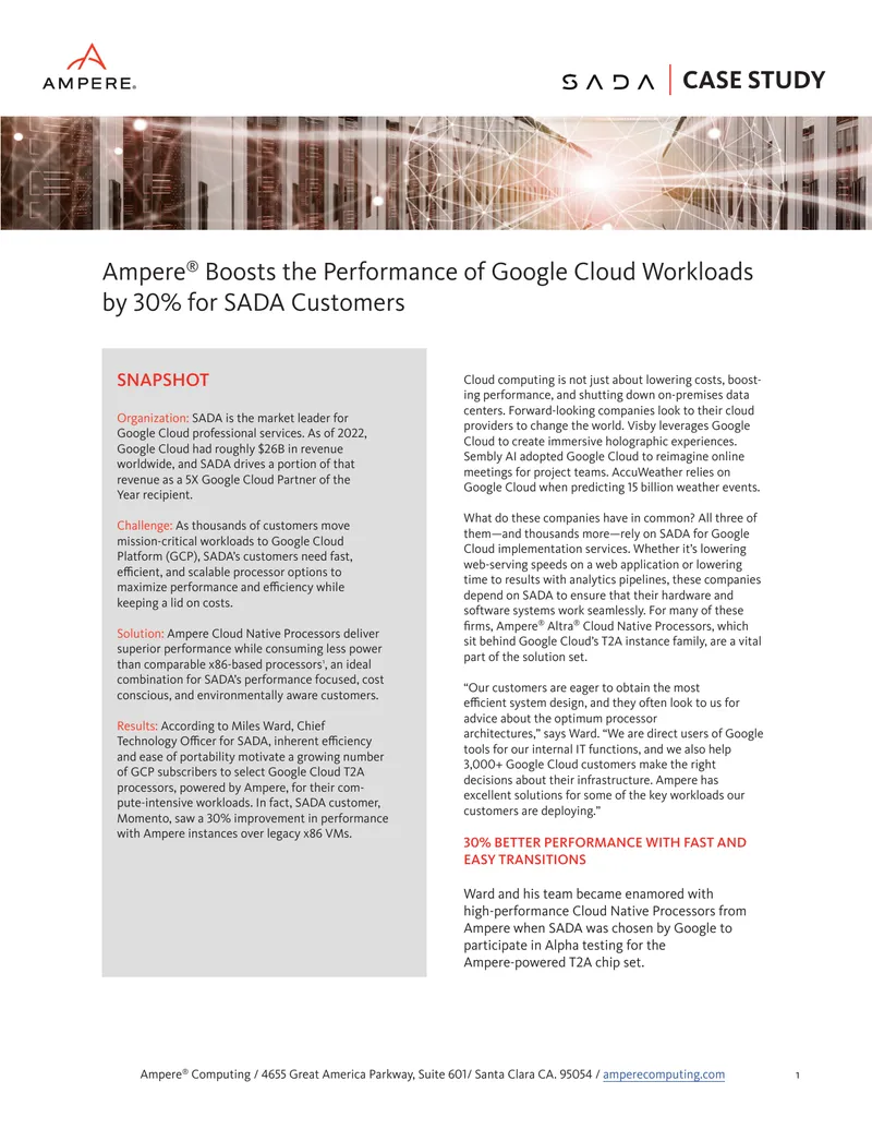 Ampere Performance Improvement for Google Cloud Workloads