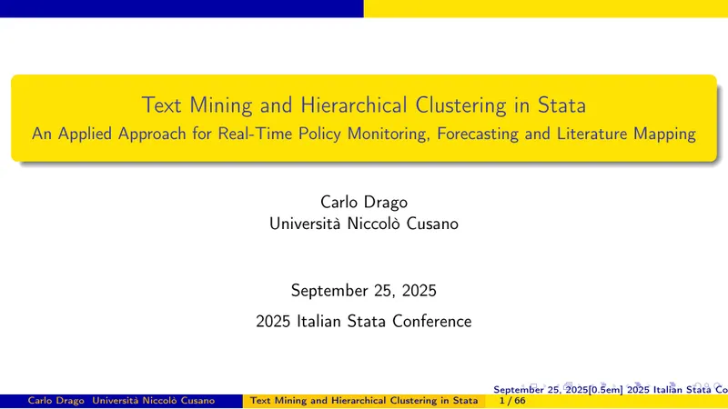 Text Mining and Hierarchical Clustering in Stata