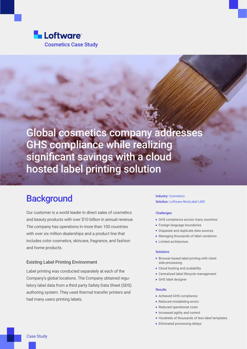 Global Cosmetics Company GHS Compliance Case Study
