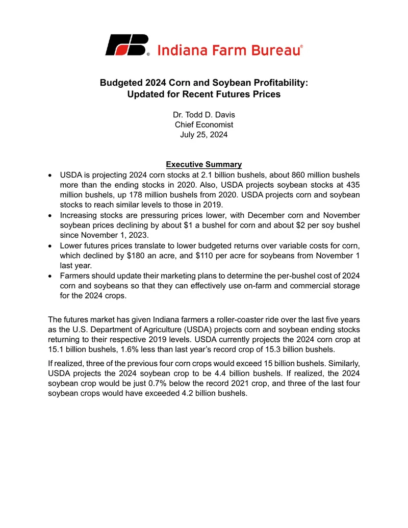 2024 Corn and Soybean Profitability Projections