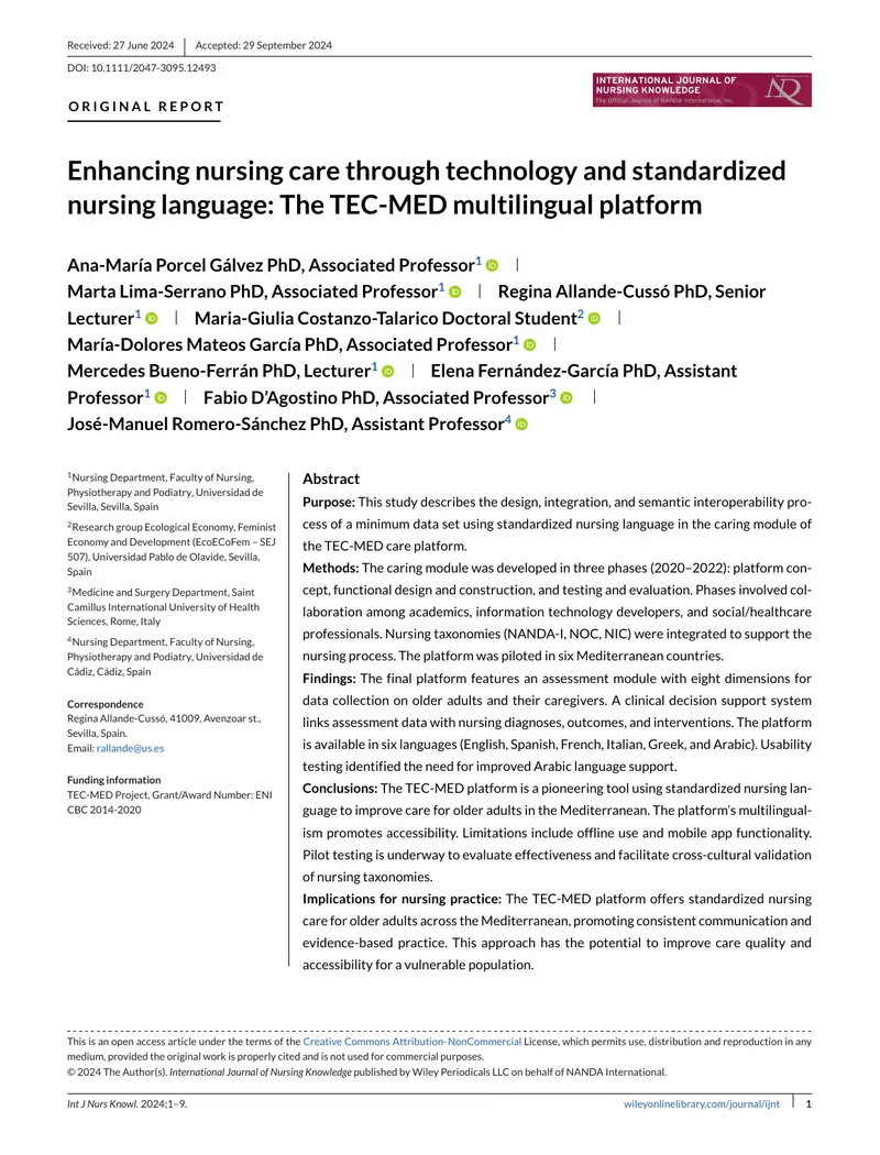 Enhancing Nursing Care through TEC-MED Platform