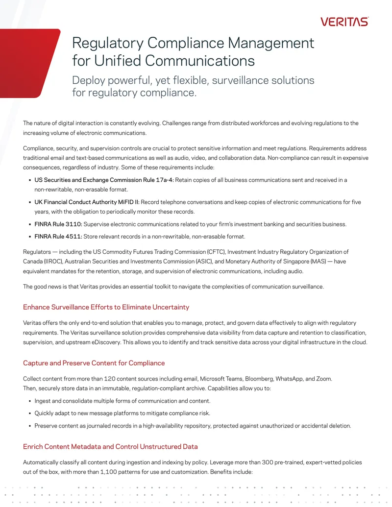 Regulatory Compliance Management for Unified Communications