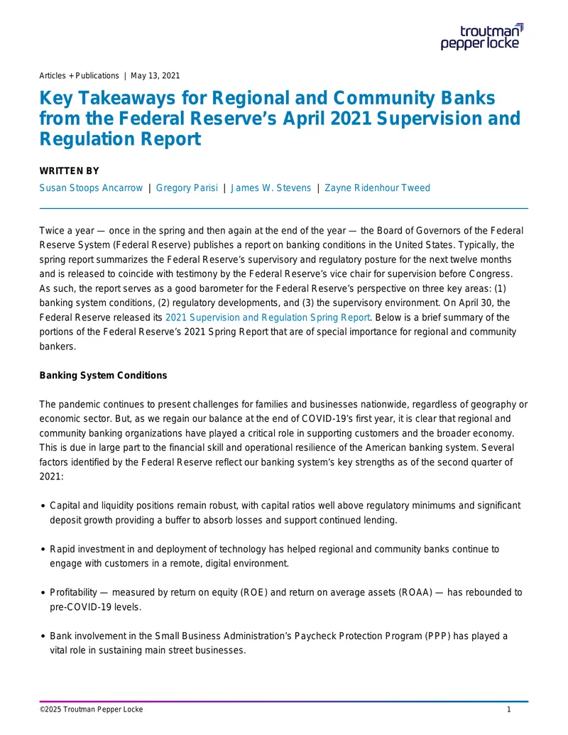 Key Takeaways from Federal Reserve's April 2021 Report