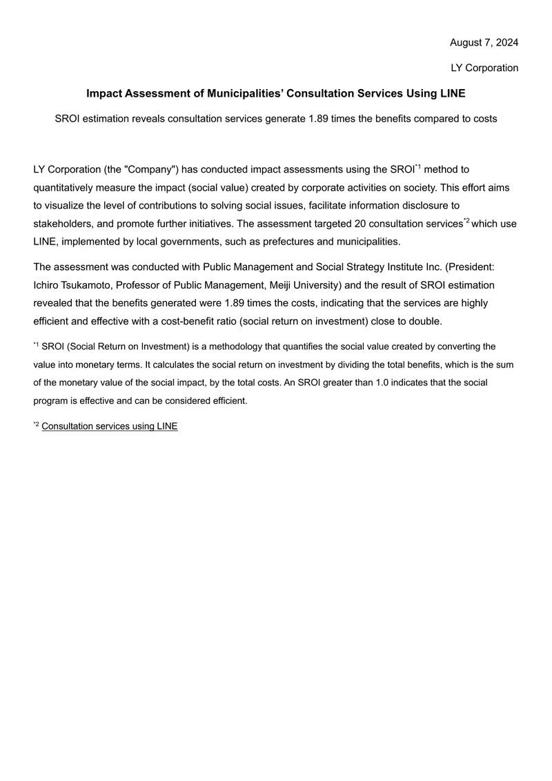 Impact Assessment of Municipalities’ Consultation Services Using LINE