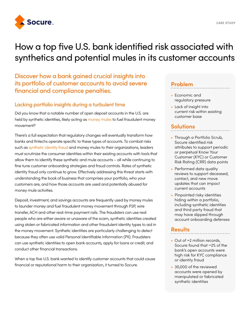 Case Study on Synthetic Identity Risk Management