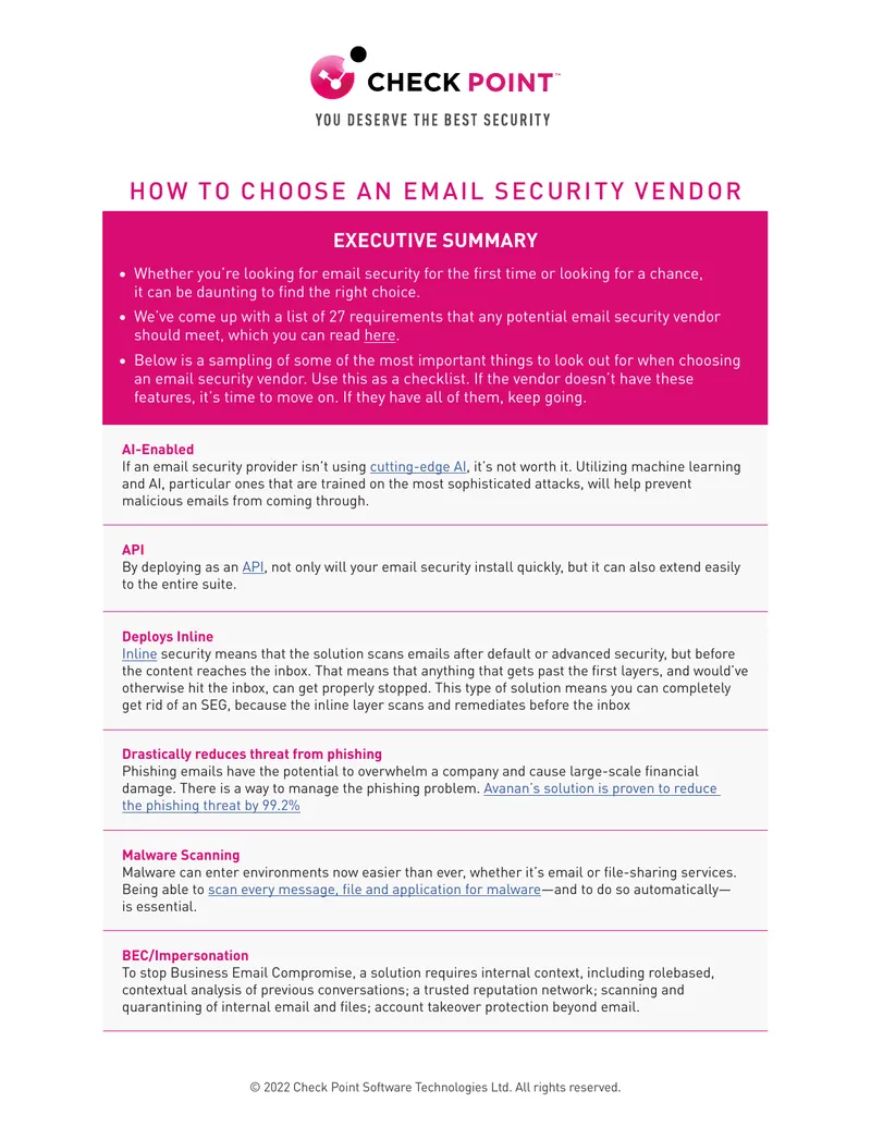 Email Security Vendor Selection Guide
