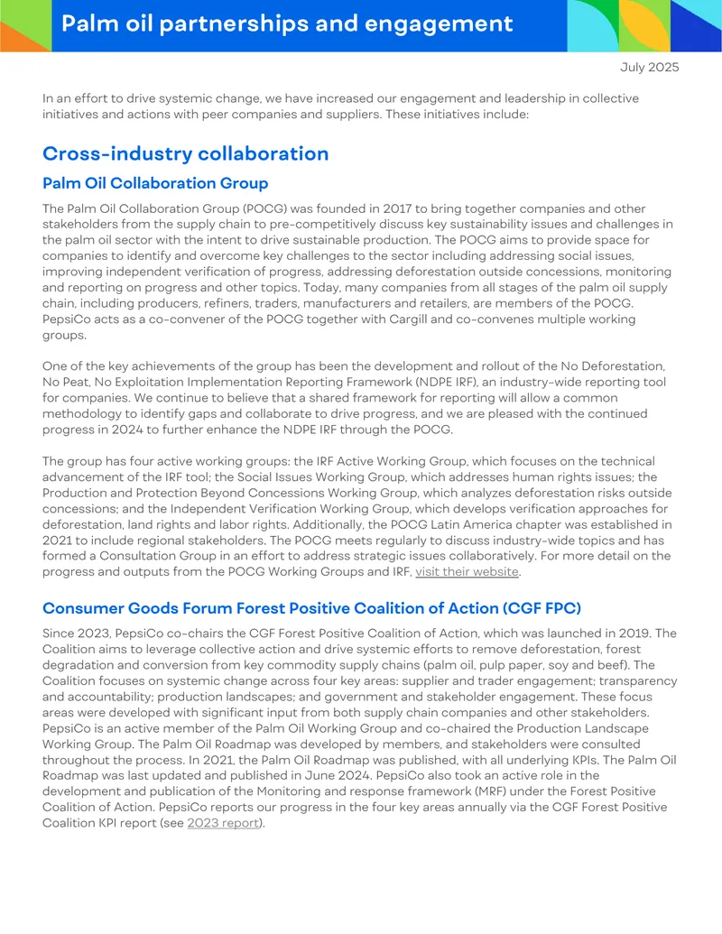 Palm Oil Partnerships and Engagement Initiatives