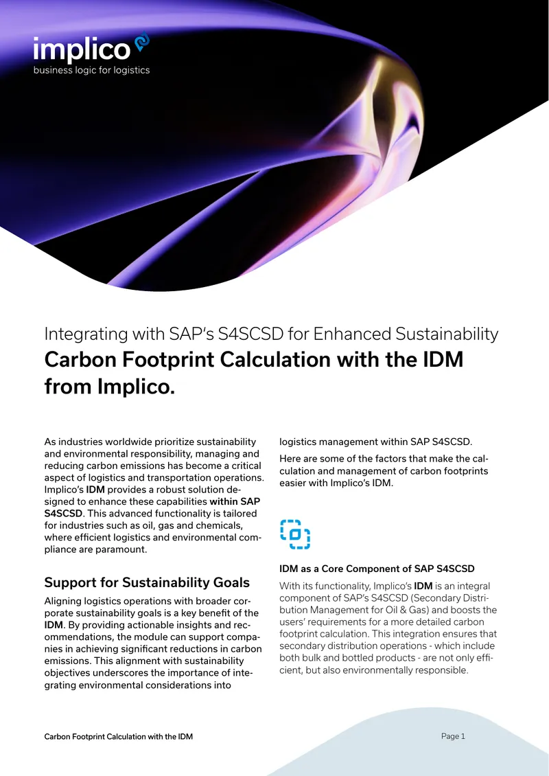 Carbon Footprint Calculation with Implico's IDM