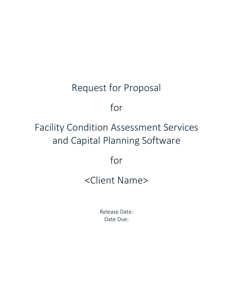 Request for Proposal for Facility Condition Assessment Services