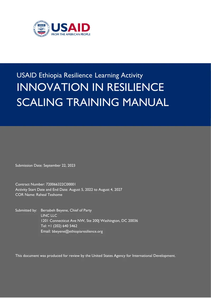 USAID Ethiopia Resilience Learning Activity Training Manual