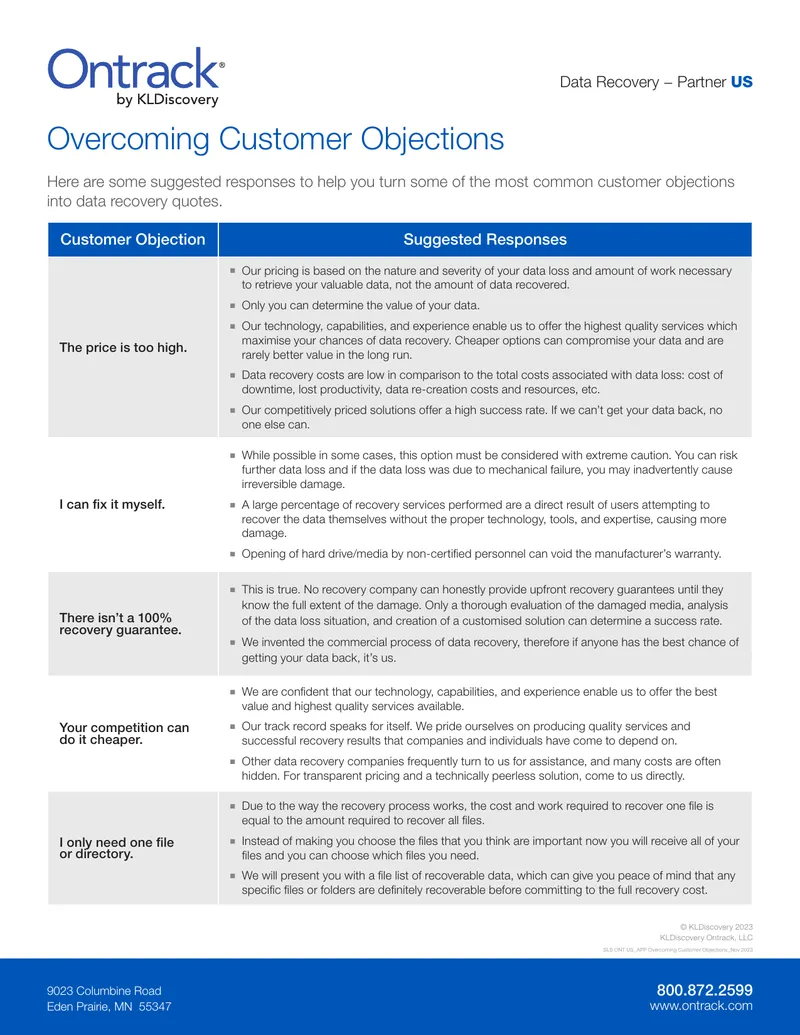 Responses to Common Customer Objections