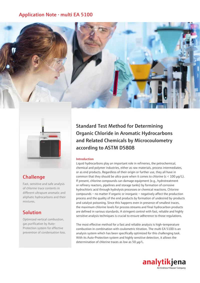 Chlorine Trace Analysis in Hydrocarbons Using Multi EA 5100