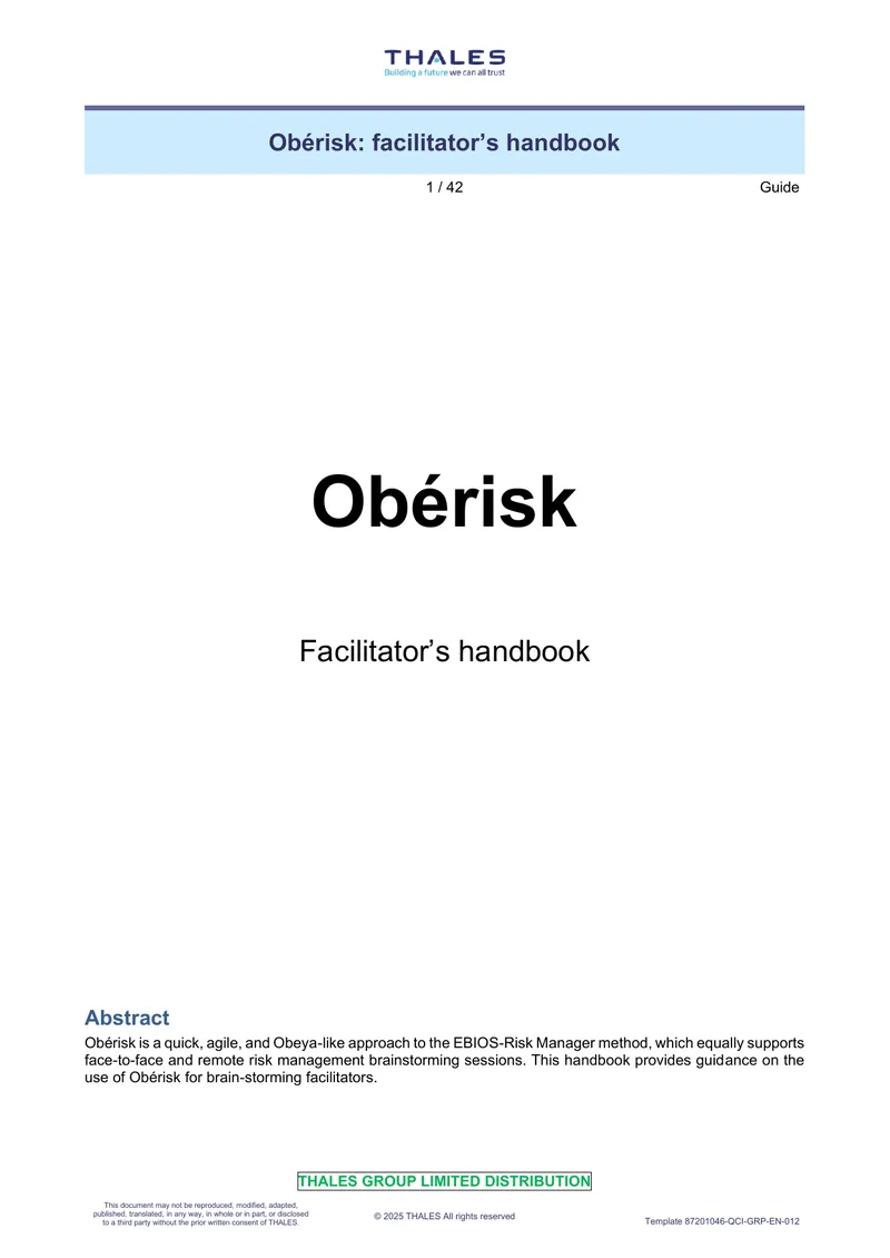 Obérisk Facilitator's Handbook for Risk Management
