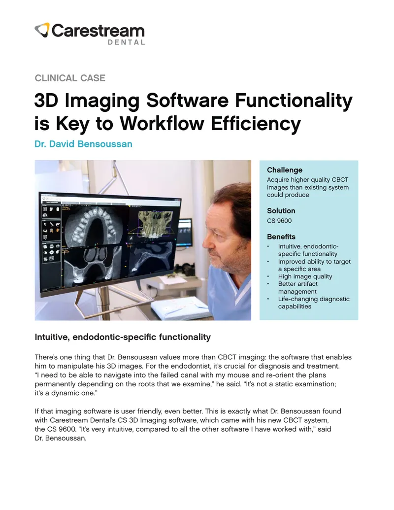 3D Imaging Software and Workflow Efficiency in Endodontics