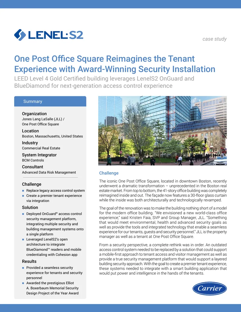 One Post Office Square Security System Overhaul