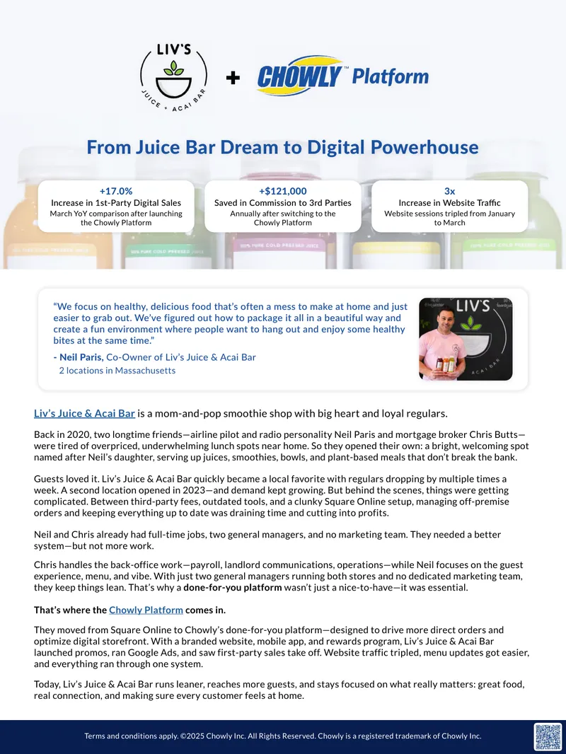 Liv’s Juice & Acai Bar Digital Transformation Case Study