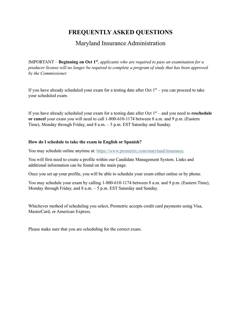 Maryland Insurance Administration Exam Scheduling Guide
